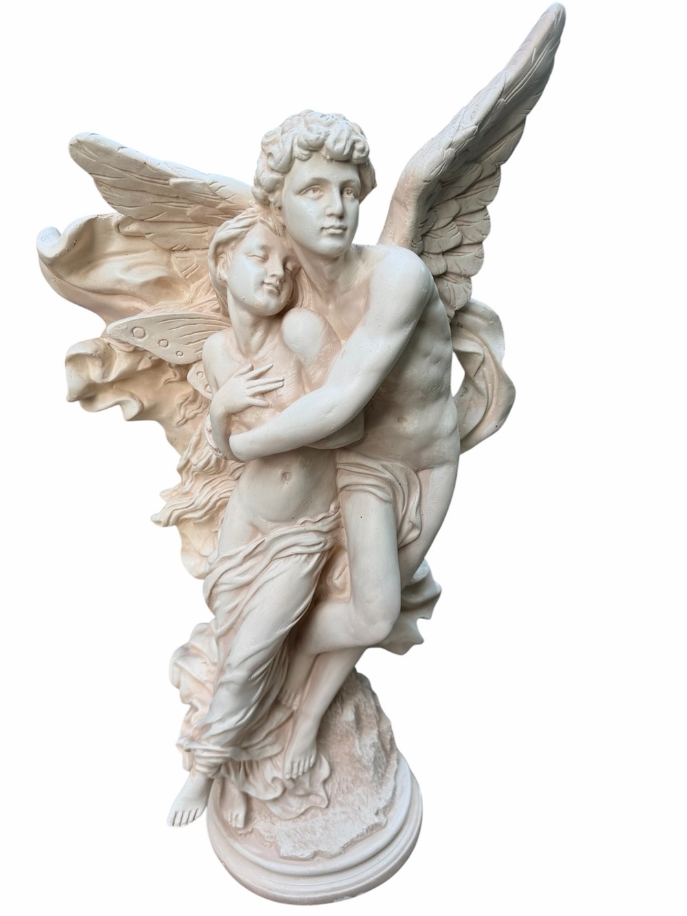 Psyche Cupid's Kiss Angels Stone Statue Sculpture Outdoor Indoor 20”Tall